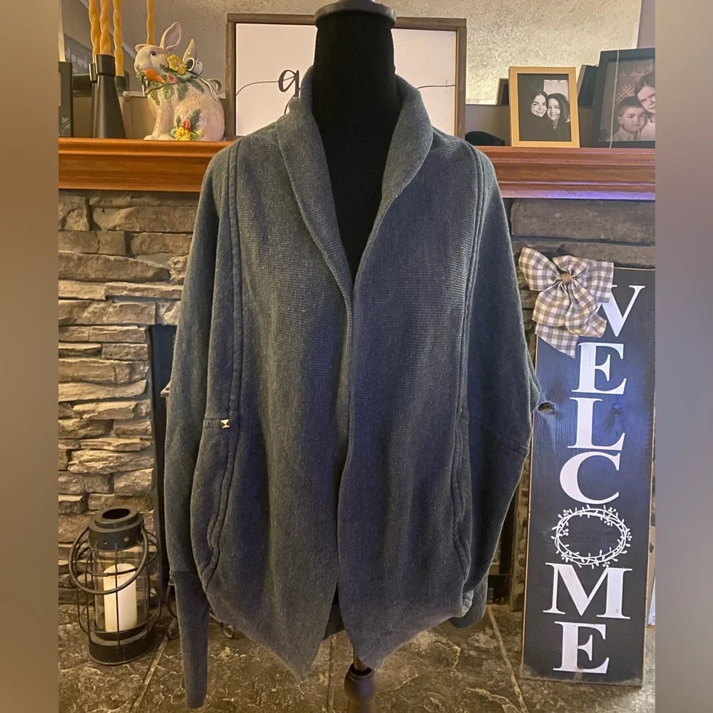 Wilfred Charcoal Open-Front Shawl-Collar Cardigan